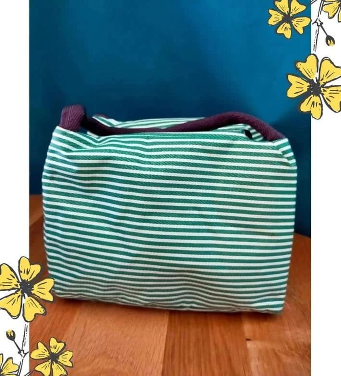 Sac isotherme rayé vert – Compact & pratique - lunchbox d’été - photo numéro 11