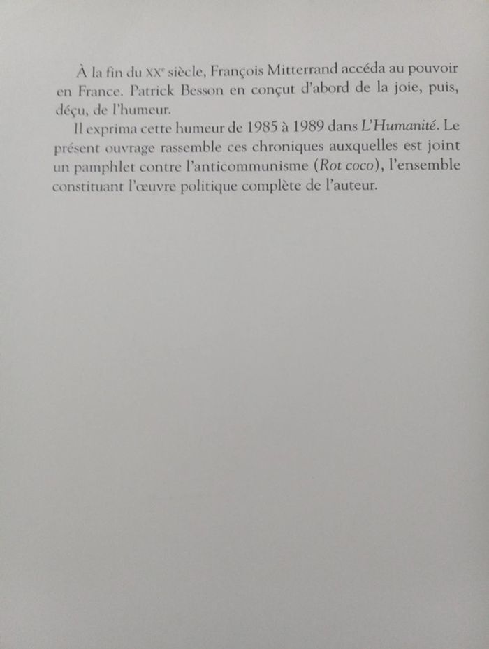 Patrick Besson - La vie quotidienne de Patrick Besson sous le règne de François Mitterrand - photo numéro 3