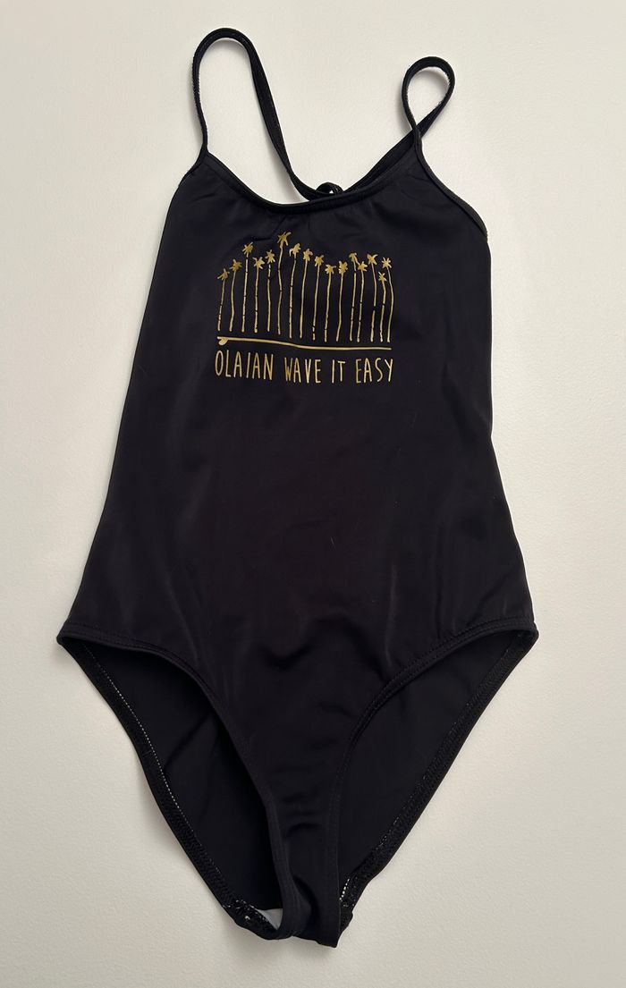 maillot de bain 1 pièce motif palmiers dorés taille 7/8 ans - photo numéro 1