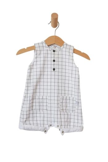 Combinaison courte sans manches blanche à carreaux - Absorba 3 mois (59cm)
