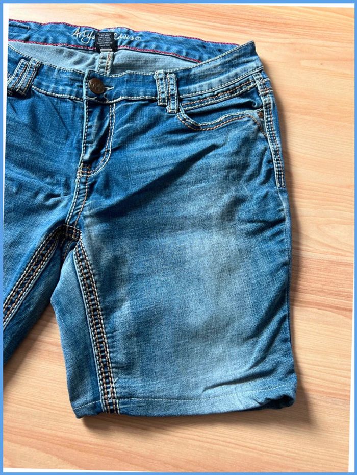 Short en jean vintage brodé bleu – Femme M/L - photo numéro 8