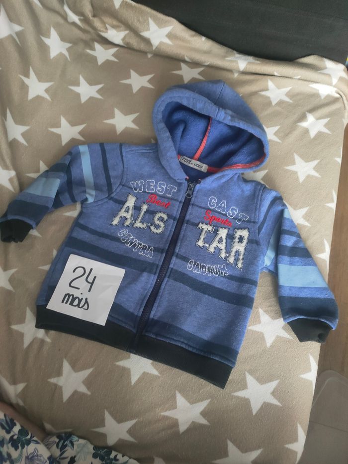 Gilet avec fermeture et capuche manches longues bébé garçon 23 mois tom & kiddy