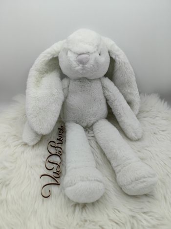 Doudou peluche lapin blanc cassé
