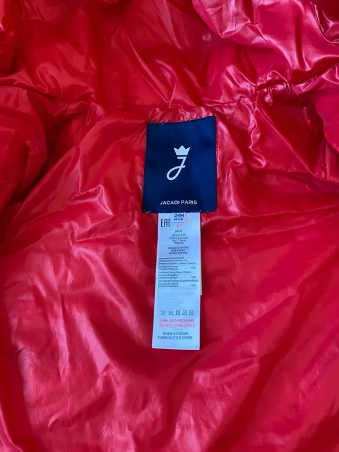 Doudoune rouge jacadi 24 mois - photo numéro 2