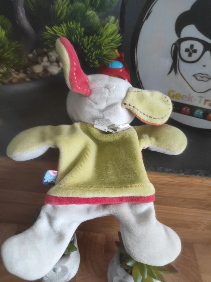 Doudou Chien Sucre D'orge Orange Vert Coquard Plat mouchoir #geektradedoudou - photo numéro 3