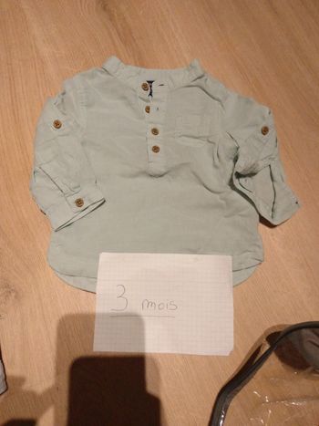 Chemise col tunisien vert d'eau 3 mois