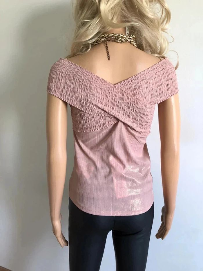 Top croisé rose irisé neuf Morgan taille L (valeur 30€) - photo numéro 7