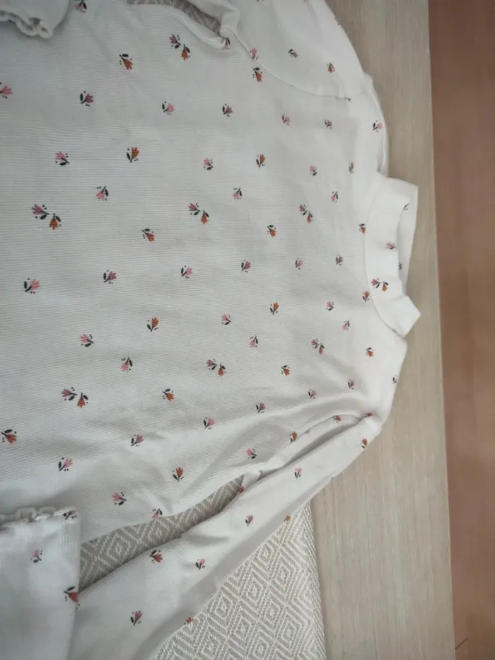 Haut Manches longues motif fleurs côtelé gemo 12 ans - photo numéro 2