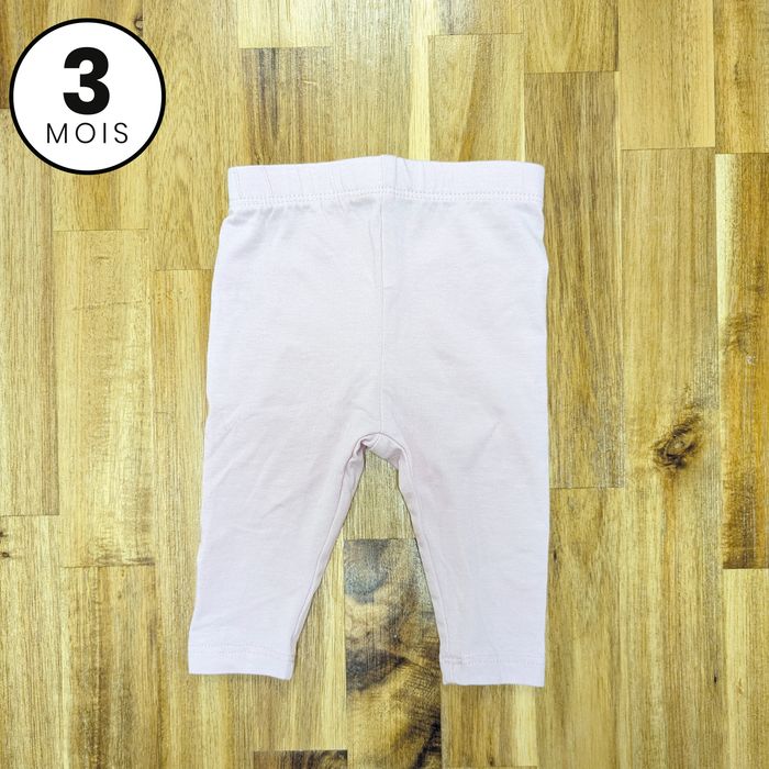 Lot 2 leggins bébé fille - 3 mois rose et gris - photo numéro 5