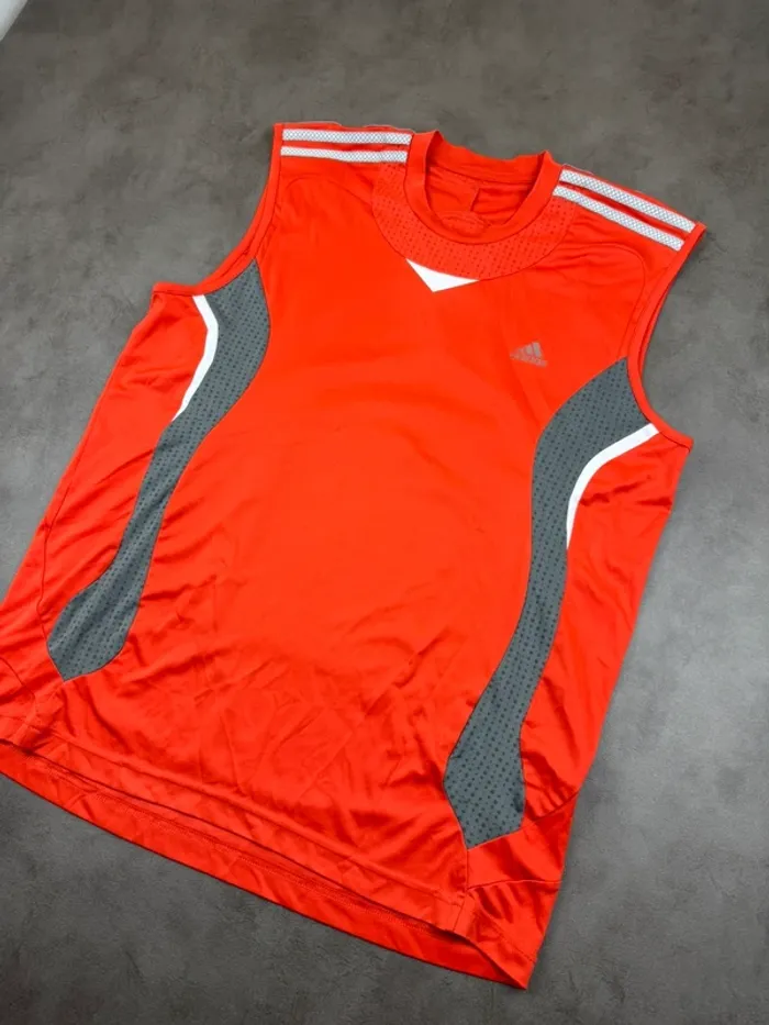 Débardeur Adidas Vintage Y2k 00’s Orange Taille L - photo numéro 2