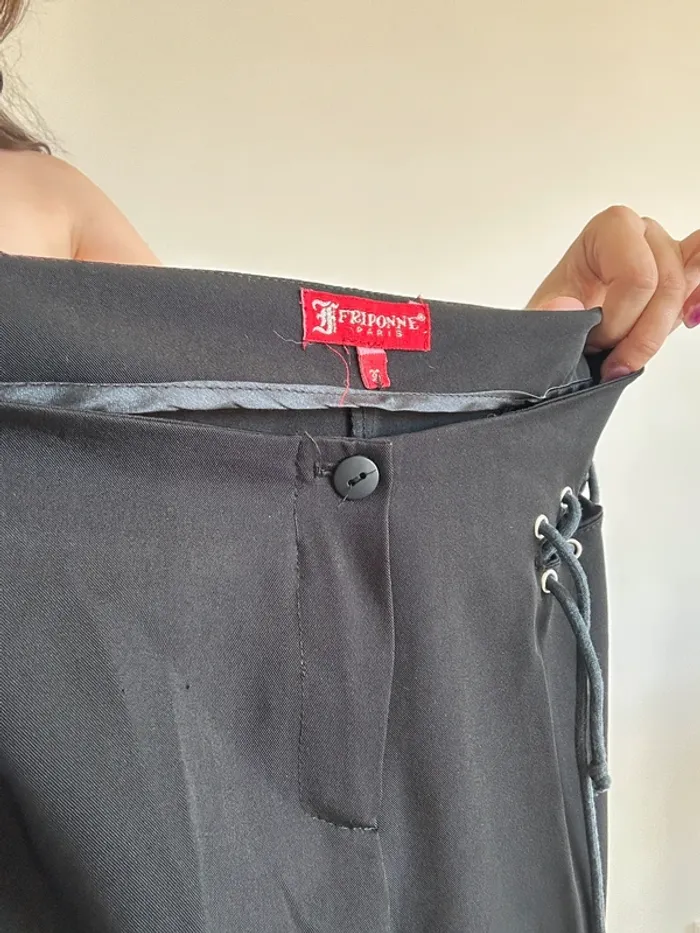 Pantalon style y2k évasé noir avec détail laçage taille 32/34 - photo numéro 9