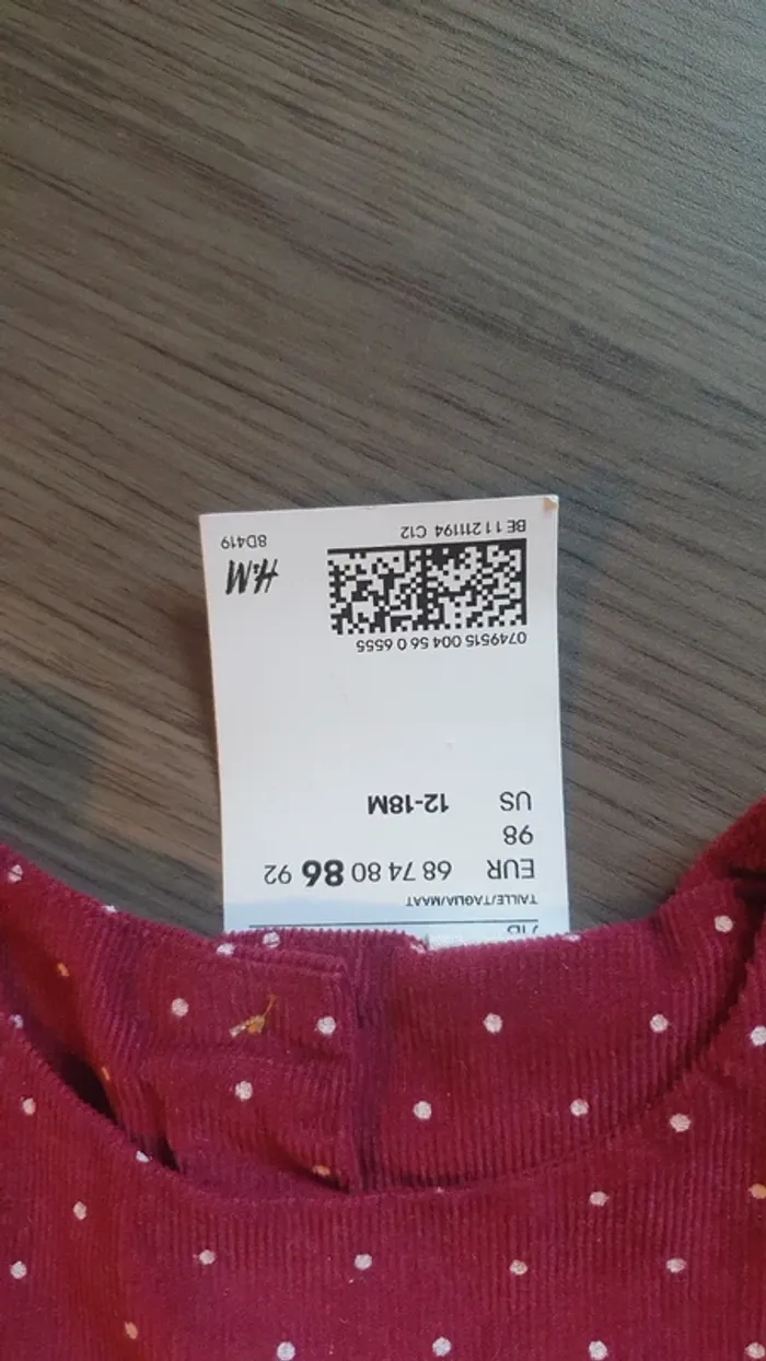 Robe hiver H&M 12-18 mois 86 neuve neuve avec étiquette - photo numéro 3