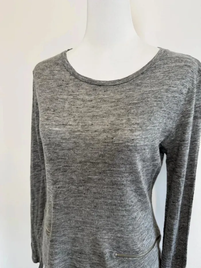 T-shirt Claudie Pierlot en lin longues manches taille 2 soit M parfait état - photo numéro 3