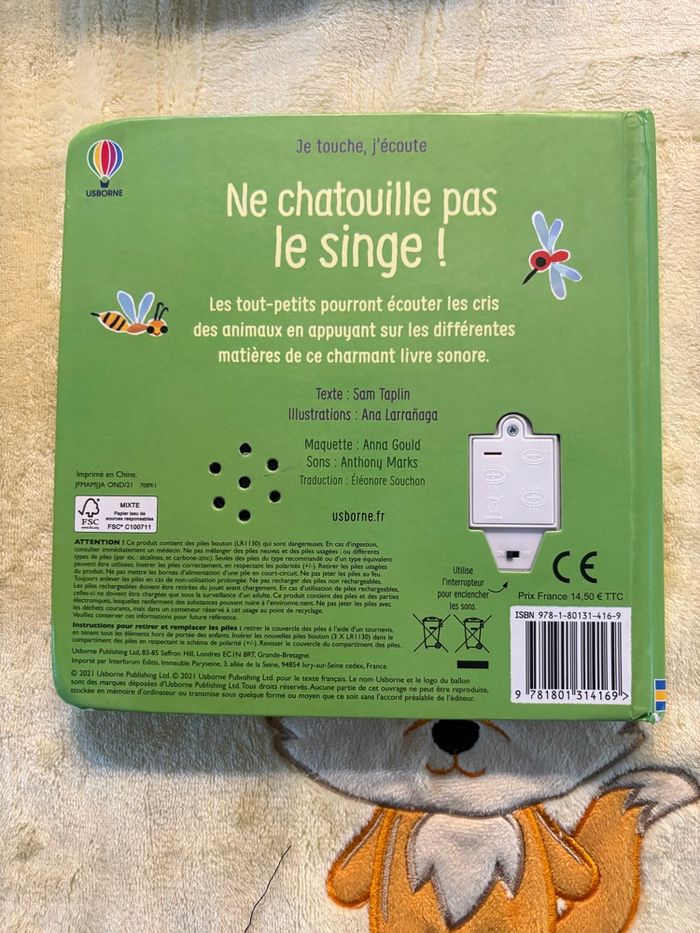 Livre sonore et à toucher usborne sam taplin ne chatouille pas le singe - photo numéro 4