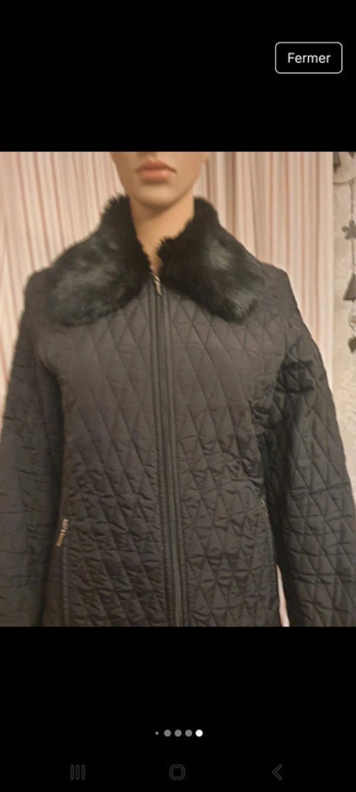 Veste Matelassé Stefanel noire fr 38 col fourrure - photo numéro 19