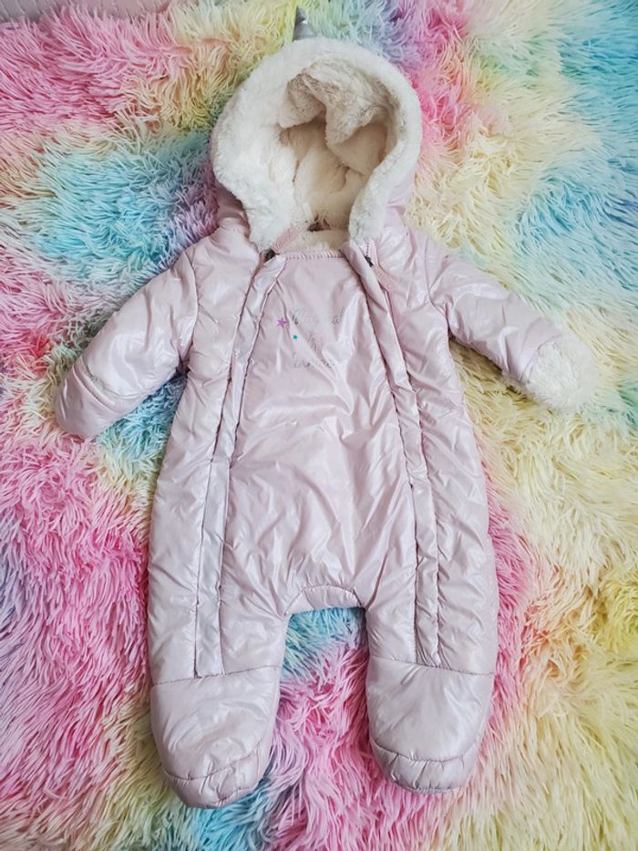 🌴 Combinaison rembourré polaire hiver licorne rose métallisé taille 1 mois - photo numéro 1