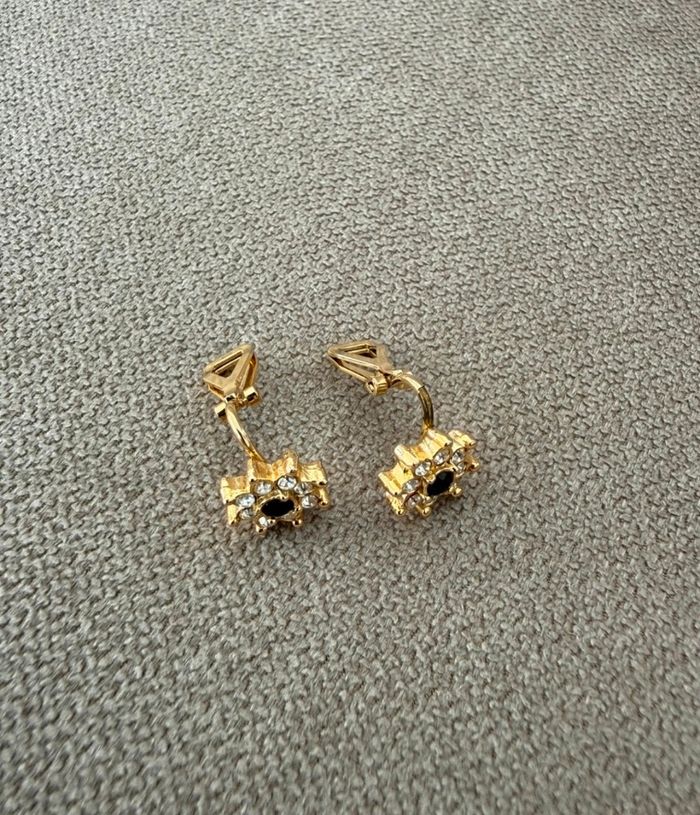 Parure collier et boucles d'oreilles doré avec pierres vintage - photo numéro 8