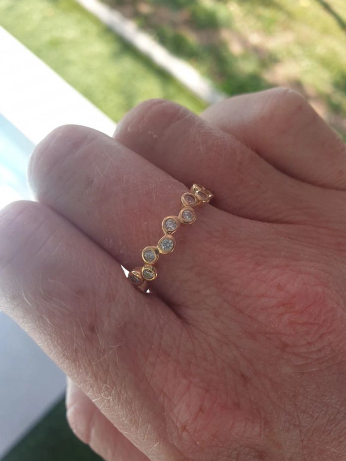 Bague style alliance en Plaqué Or et oxyde de zirconium Taille 50