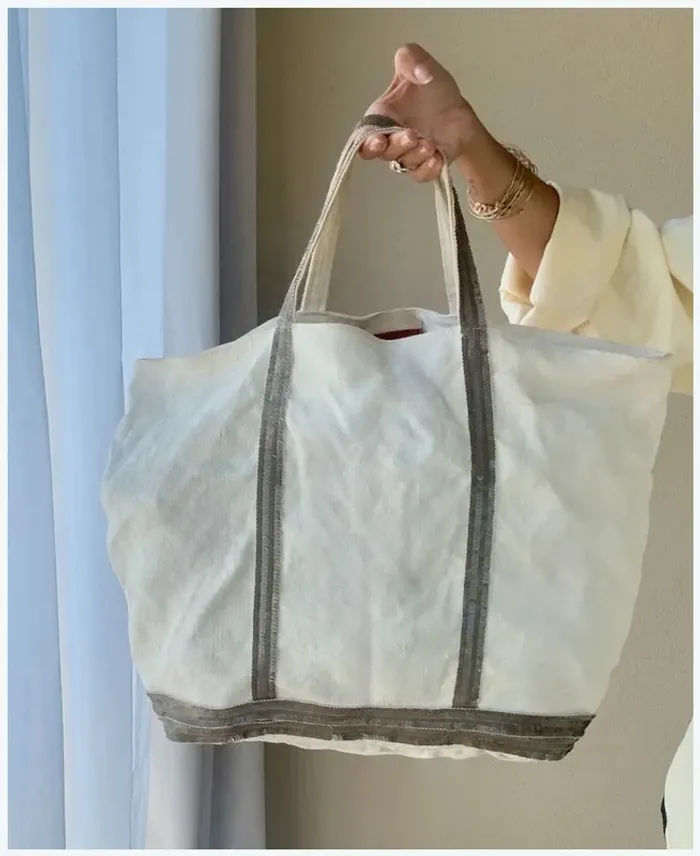 Sac cabas Vanessa Bruno lin blanc cassé bon état - photo numéro 4