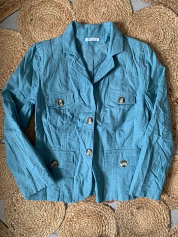 veste turquoise en lin La Redoute taille 38