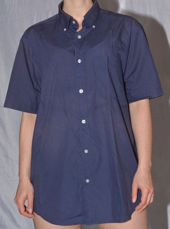 chemise homme manches courtes bleu marine uni taille XXL- 41/42 régular