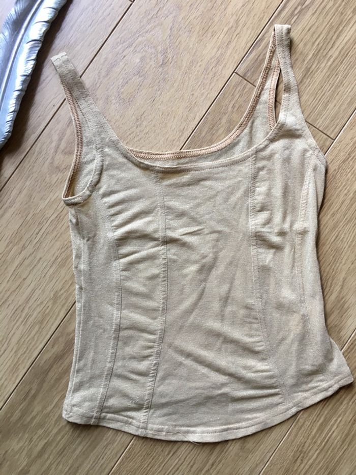 Petit top débardeur taille 2 doré / crop top - photo numéro 2