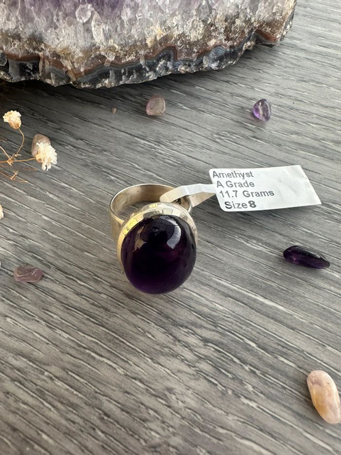 Bague en argent et Améthyste véritable - Pierre véritable - photo numéro 4