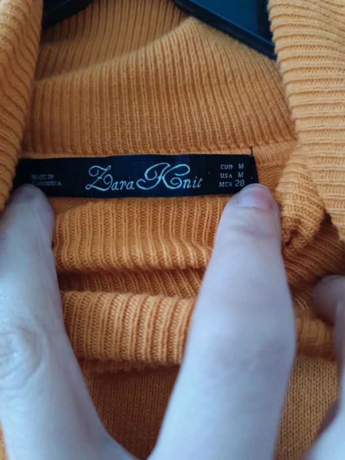 Pull col roulé jaune ocre - ZARA - taille M - neuf - photo numéro 3