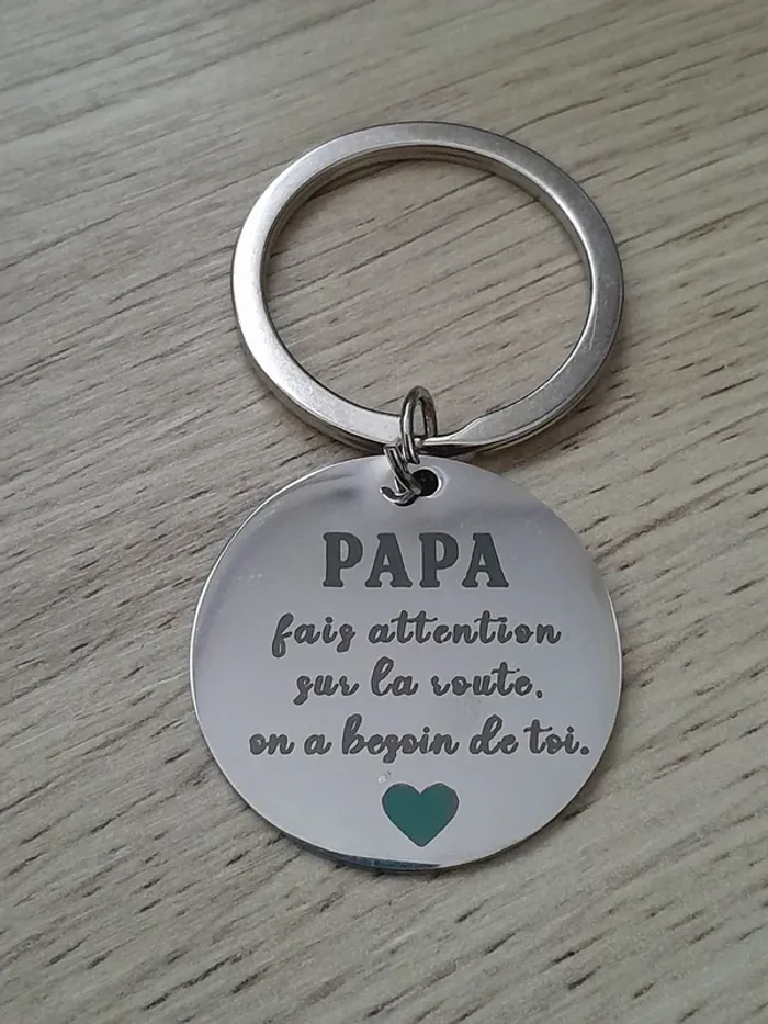 Porte clés, acier inoxydable, "A mon Papa N°02"