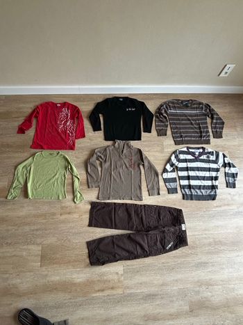 Lot vêtements garçon 7-8 ans – Pantalon Timberland + chemises, pulls, polos, t-shirts