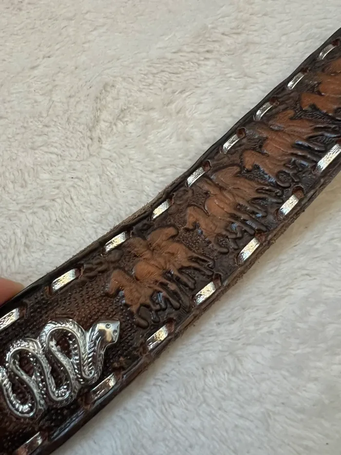 Ceinture cowboy 🤠 made in USA horses snakes leather - photo numéro 9