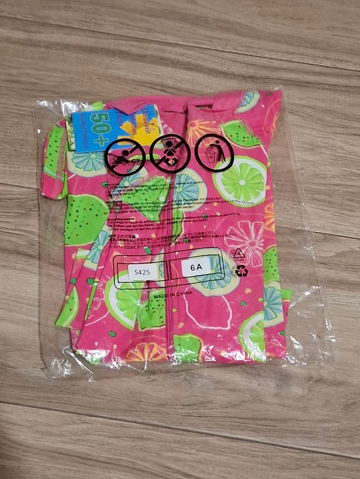 Maillot de bain fille manches longues piscine rose vert - photo numéro 2