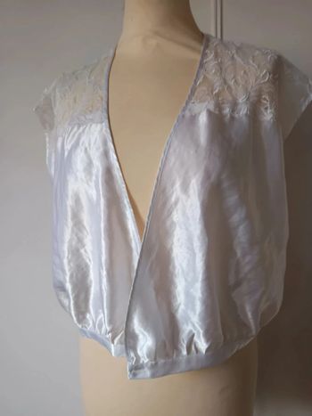 💎haut top sexy satiné brillant élégante été made in France vintage rare dentelle Warner taille  l 40