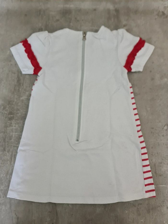Robe minnie rouge et blanc rayé fille 4 ans zip dos - photo numéro 3