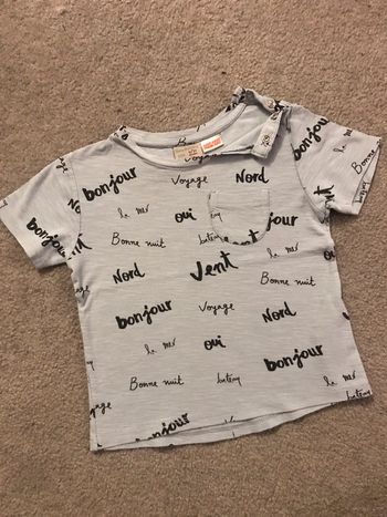 T-shirt Zara 9-12 mois bleu clair