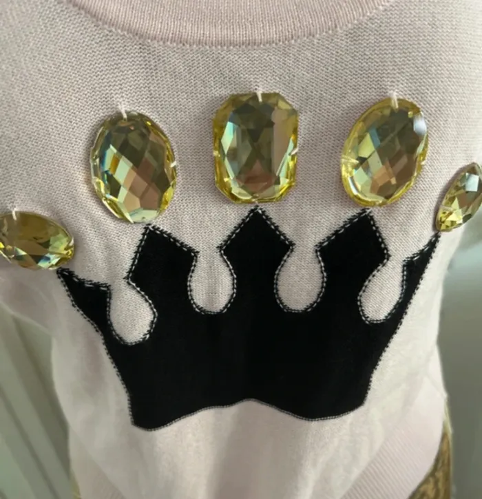 Sonia Rykiel petit pull court rose a gros strass taille s - photo numéro 2