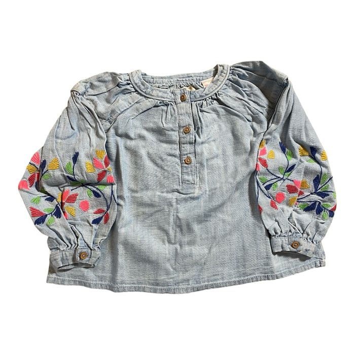 Mango Blouse jean fleurie Taille 2/3 ans