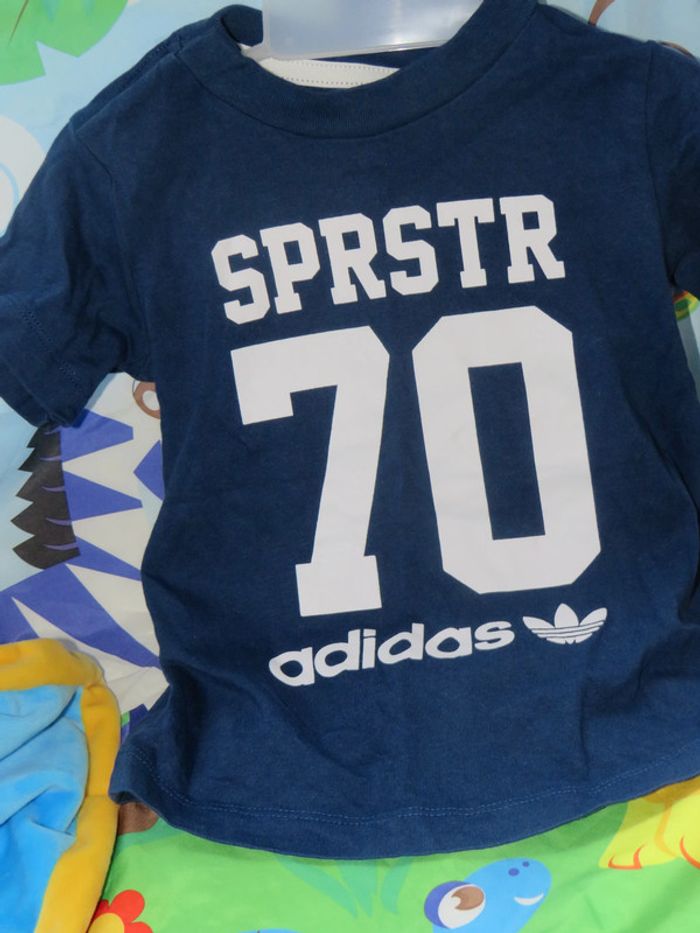 T-shirt manche courte 12 mois, adidas, bleu, garçon, superstar - photo numéro 3
