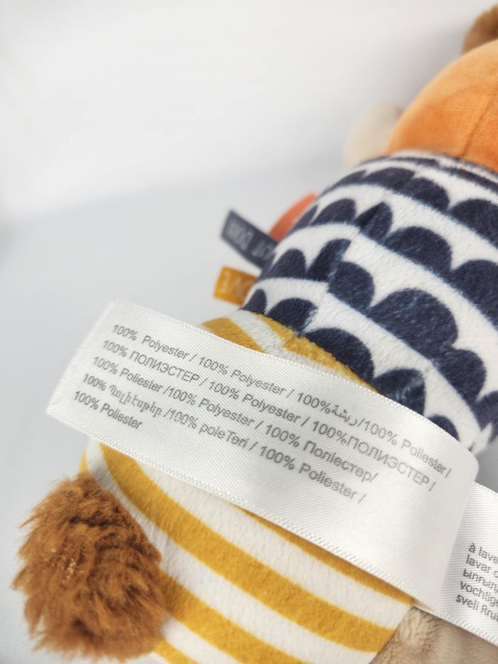 Peluche Doudou Chien Tape à l'Oeil - Hochet - Orange Bleu Jaune - photo numéro 9