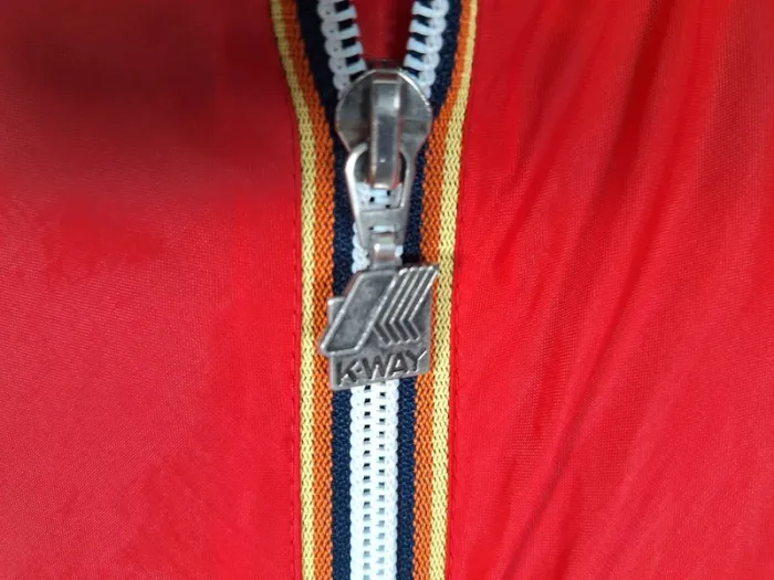 K-Way Vintage Rouge – Made in France – Coupe-vent à capuche (562) - photo numéro 3