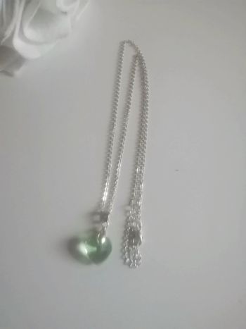 🌸Collier chaîne argentée et pendentif cœur  cristal  Autrichien "Histoire d'or"   Saint Valentin 🌸