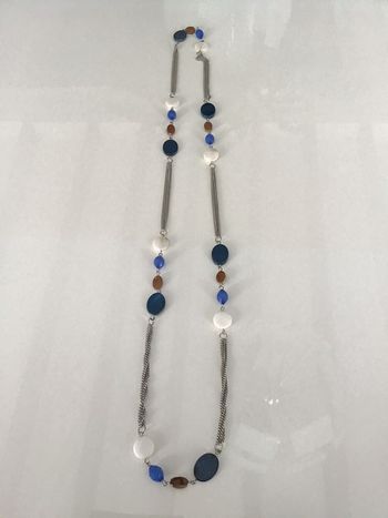 Collier sautoir vintage bleu