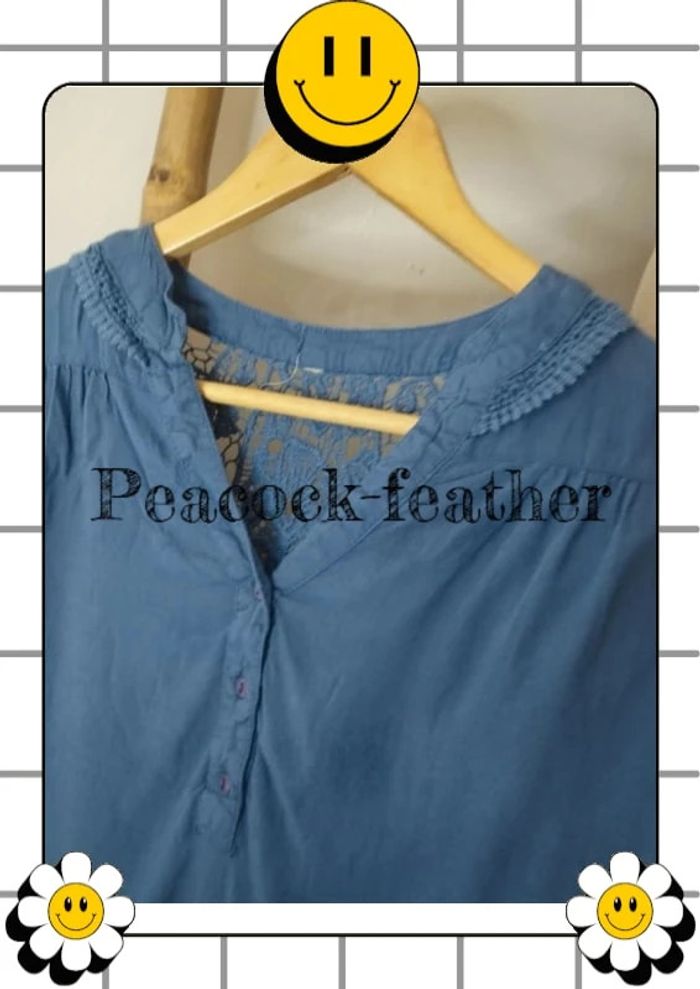 Blouse bleue dentelle 40 - photo numéro 4