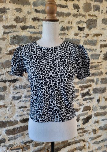Blouse manches courtes noire et blanche Gémo Taille XS ou 34