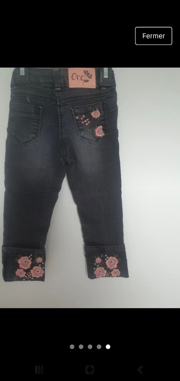 Jeans noir avec broderie fleurs 2 ans orchestra - photo numéro 5