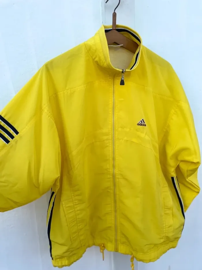 Adidas yellow vintage track jacket windbreaker Veste coupe-vent Mens Size L - photo numéro 2