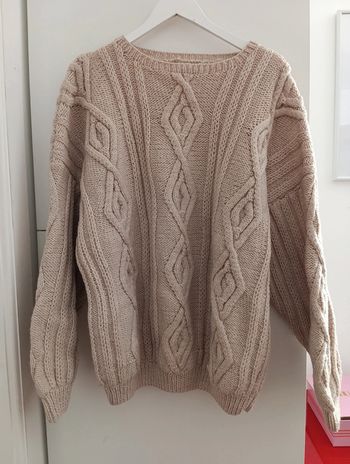 Gros pull beige torsadé handmade / fait main taille 44/ 46 estimée