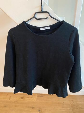 T shirt manches 3/4 noir Mango