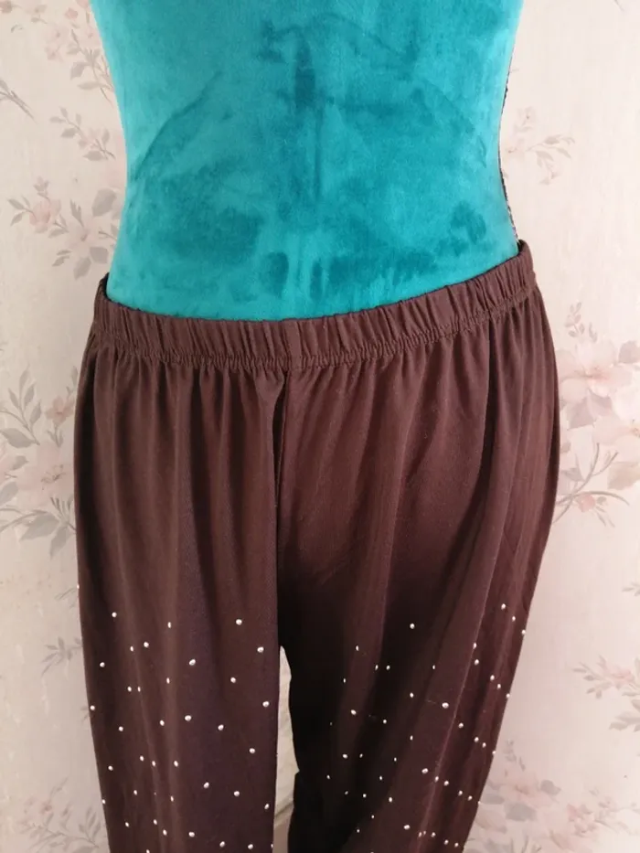 Legging marron avec strass doré / sans marque / (XL-XXL) - photo numéro 3