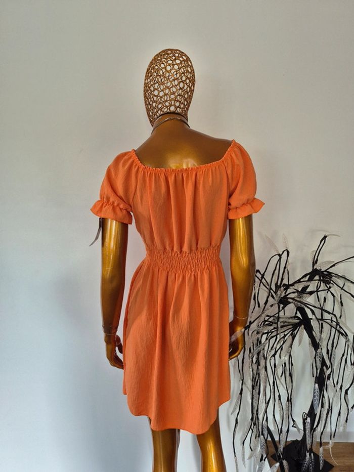 Robe Femme Été Manches Courtes Orange Taille Unique - photo numéro 2